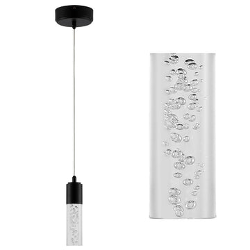 Bolha 4.75" Bubble Acrylic/Iron Modern Minimalist Integrated LED Pendant - JONATHAN Y